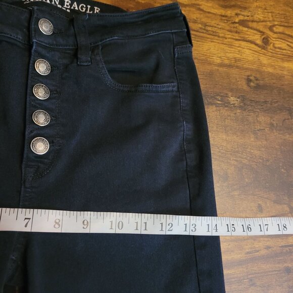 American Eagle Jeans 4 L Button Fly Jegging Super Hi Rise Super Stretchx Black - Picture 8 of 12